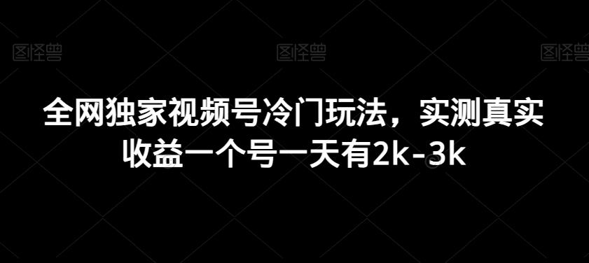 全网独家视频号冷门玩法，实测真实收益一个号一天有2k-3k-梦想波浪