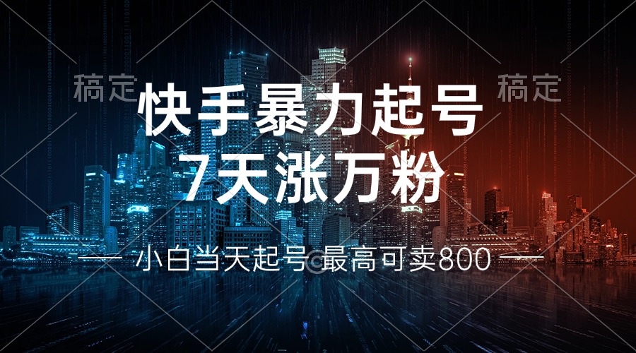 快手暴力起号,7天涨万粉,小白当天起号 多种变现方式,账号回收,单月...-梦想波浪