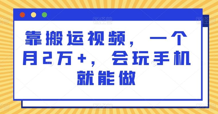 靠搬运视频，一个月2万+，会玩手机就能做-梦想波浪