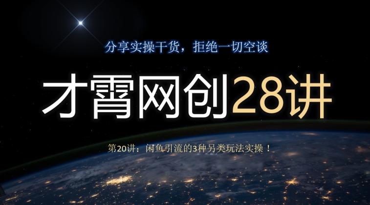 才霄网创28讲第20讲：闲鱼引流的3种另类玩法实操！-梦想波浪