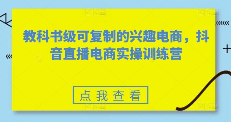教科书级可复制的兴趣电商,抖音直播电商实操训练营-梦想波浪