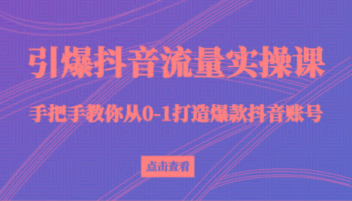 引爆抖音流量实操课，手把手教你从0-1打造爆款抖音账号(27节课)-梦想波浪