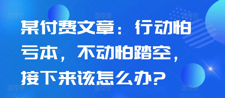 某付费文章：行动怕亏本，不动怕踏空，接下来该怎么办?-梦想波浪