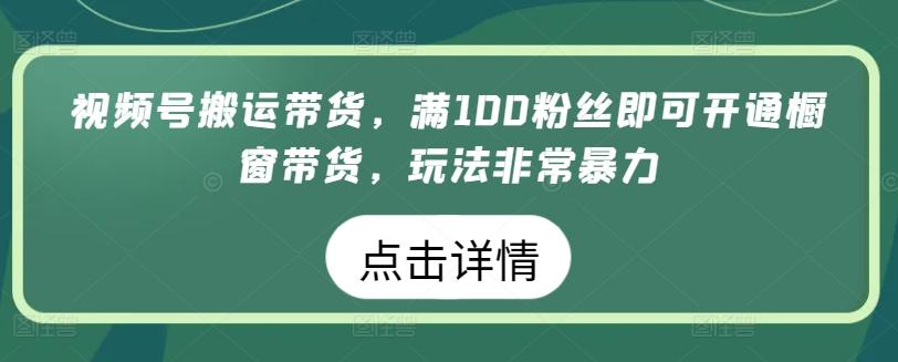 视频号搬运带货，满100粉丝即可开通橱窗带货，玩法非常暴力【揭秘】-梦想波浪