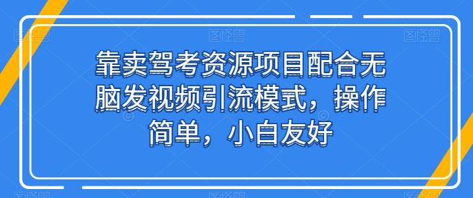 靠卖驾考资源项目配合无脑发视频引流模式，操作简单，小白友好【揭秘】-梦想波浪
