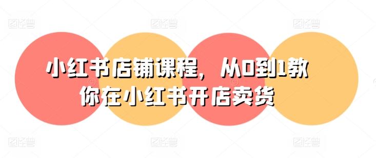 小红书店铺课程，从0到1教你在小红书开店卖货-梦想波浪