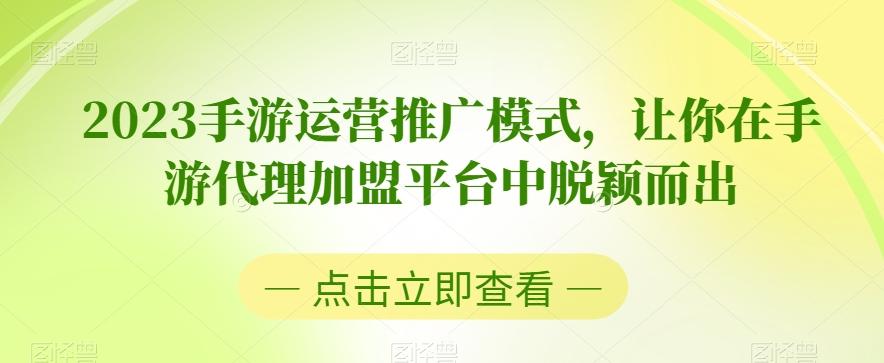 2023手游运营推广模式，让你在手游代理加盟平台中脱颖而出-梦想波浪
