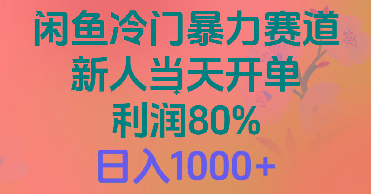 2024闲鱼冷门暴力赛道，新人当天开单，利润80%，日入1000+-梦想波浪