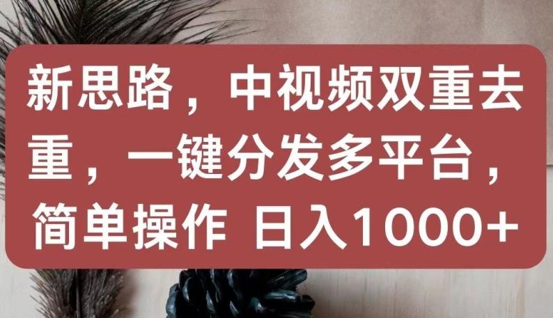 新思路,中视频双重去重,一键分发多平台,简单操作,日入1000+【揭秘】
