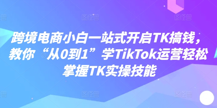 跨境电商小白一站式开启TK搞钱，教你“从0到1”学TikTok运营轻松掌握TK实操技能-梦想波浪