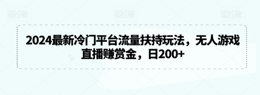 2024最新冷门平台流量扶持玩法，无人游戏直播赚赏金，日200+【揭秘】-梦想波浪