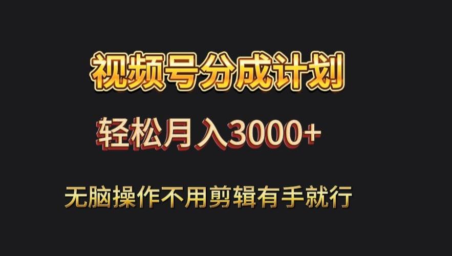 视频号流量分成，不用剪辑，有手就行，轻松月入2000+-梦想波浪