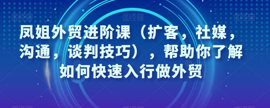 凤姐外贸进阶课（扩客，社媒，沟通，谈判技巧），帮助你了解如何快速入行做外贸-梦想波浪