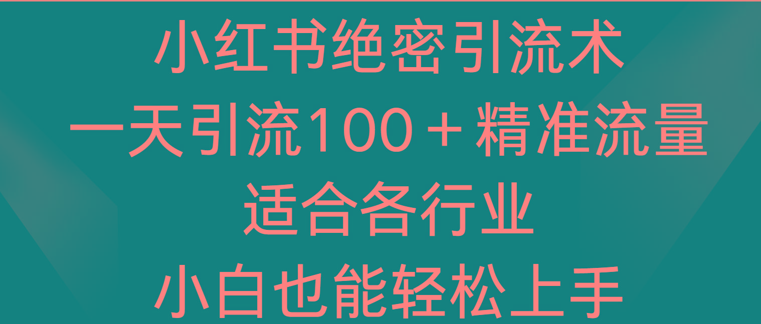 小红书绝密引流术,一天引流100+精准流量,适合各个行业,小白也能轻松上手-梦想波浪