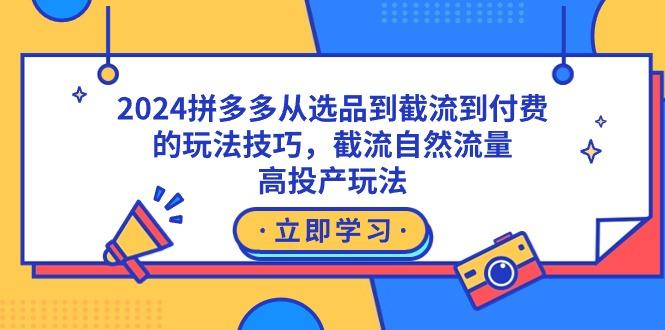 2024拼多多从选品到截流到付费的玩法技巧，截流自然流量玩法，高投产玩法-梦想波浪