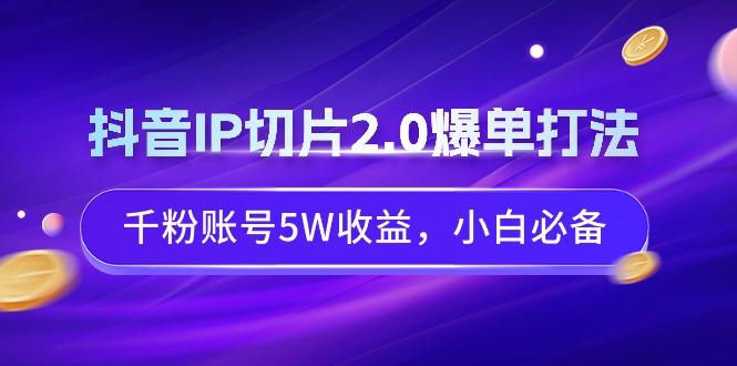 抖音IP切片2.0爆单打法，千粉账号5W收益，小白必备-梦想波浪
