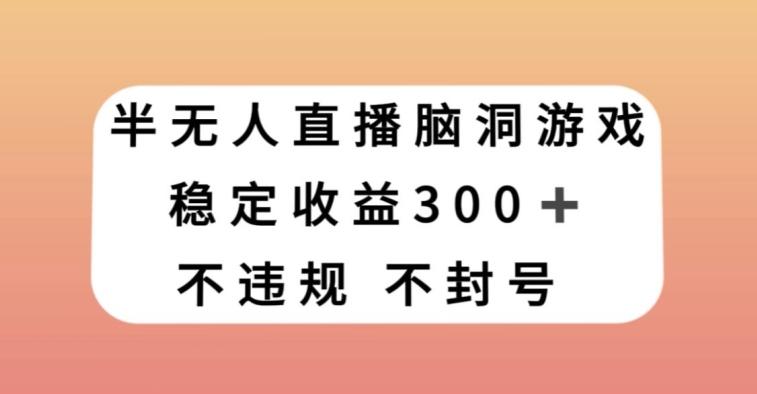 半无人直播脑洞小游戏，每天收入300+，保姆式教学小白轻松上手【揭秘】-梦想波浪