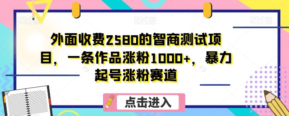 外面收费2580的智商测试项目，一条作品涨粉1000+，暴力起号涨粉赛道【揭秘】-梦想波浪