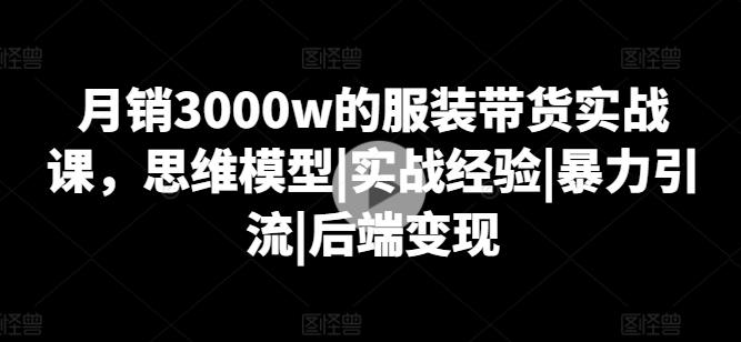 月销3000w的服装带货实战课，思维模型|实战经验|暴力引流|后端变现-梦想波浪