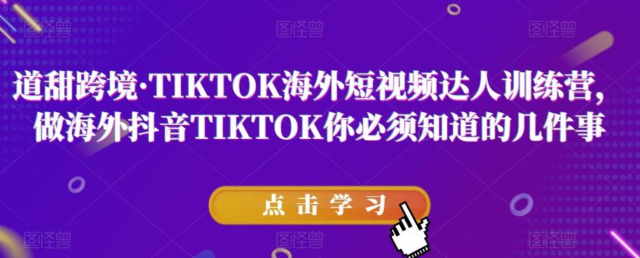 道甜跨境·TIKTOK海外短视频达人训练营,做海外抖音TIKTOK你必须知道的几件事-梦想波浪