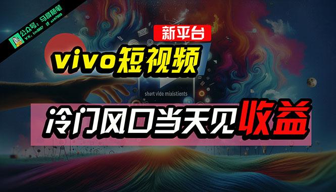 全新平台vivo短视频，新风口AI混剪无脑搬运，冷门风口当天见收益，7天…-梦想波浪