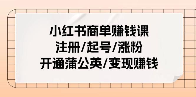 小红书商单赚钱课：注册/起号/涨粉/开通蒲公英/变现赚钱(25节课)-梦想波浪