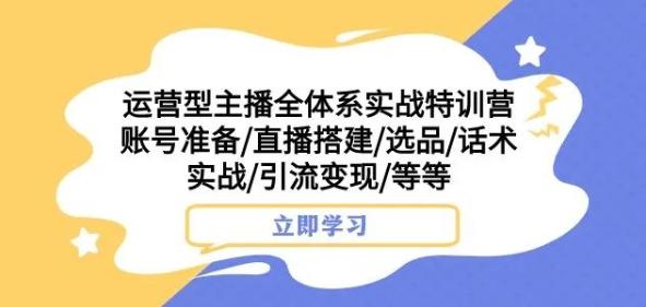 运营型主播全体系实战特训营，账号准备/直播搭建/选品/话术实战/引流变现/等等-梦想波浪