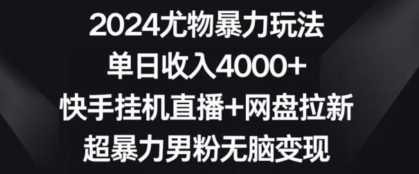 2024尤物暴力玩法,单日收入4000+,快手挂机直播+网盘拉新,超暴力男粉无脑变现【揭秘】-梦想波浪