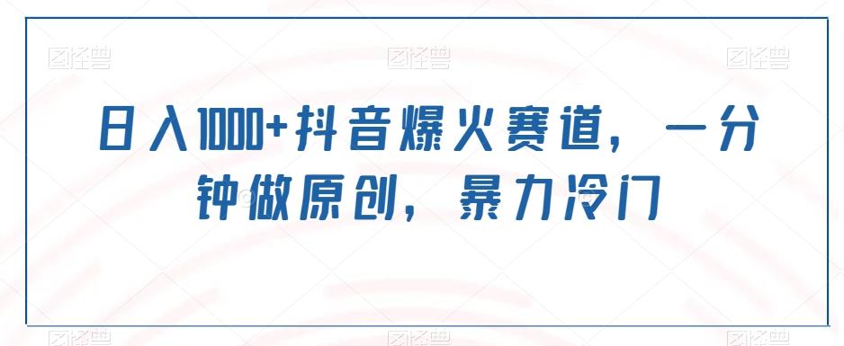 日入1000+抖音爆火赛道，一分钟做原创，暴力冷门-梦想波浪