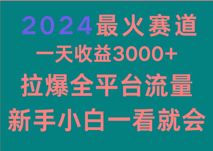 2024最火赛道,一天收一3000+.拉爆全平台流量,新手小白一看就会-梦想波浪