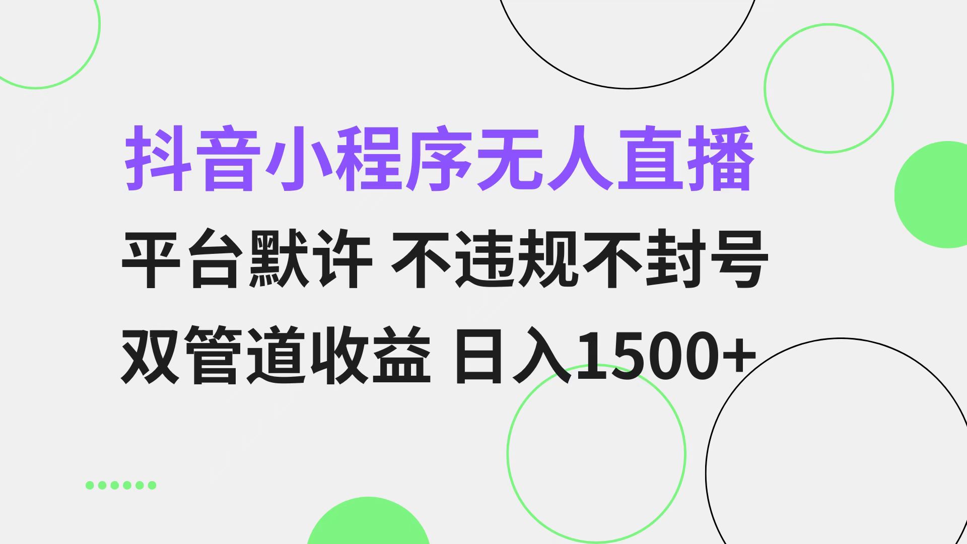 抖音小程序无人直播 平台默许 不违规不封号 双管道收益 日入1500+ 小白…-梦想波浪