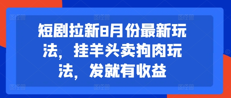 短剧拉新8月份最新玩法，挂羊头卖狗肉玩法，发就有收益-梦想波浪