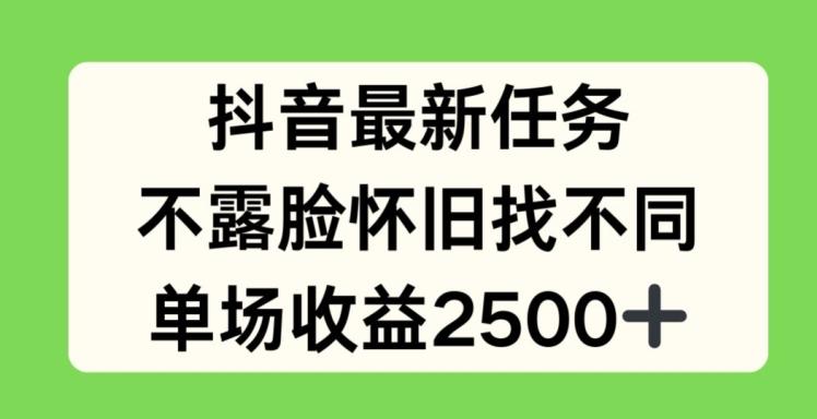抖音最新任务，不露脸怀旧找不同，单场收益2.5k【揭秘】-梦想波浪