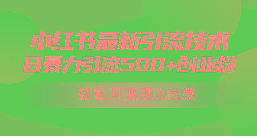 (9871期)日引500+月变现六位数24年最新小红书暴力引流兼职粉教程-梦想波浪