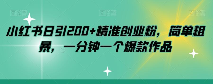 小红书日引200+精准创业粉，简单粗暴，一分钟一个爆款作品【揭秘】-梦想波浪