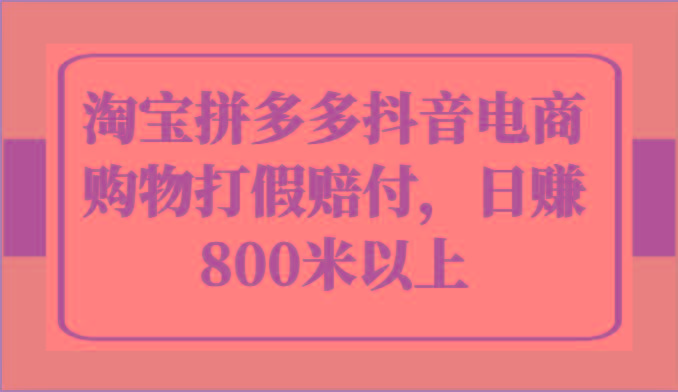 淘宝拼多多抖音电商购物打假赔付，日赚800米以上-梦想波浪