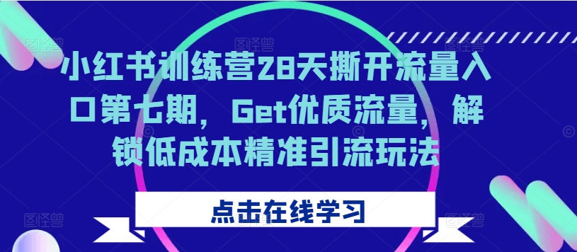 小红书训练营28天撕开流量入口第七期，Get优质流量，解锁低成本精准引流玩法-梦想波浪