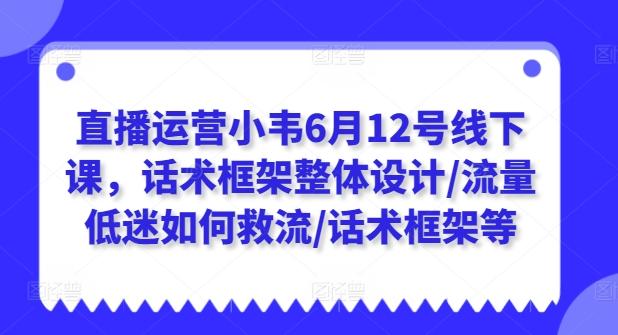 直播运营小韦6月12号线下课，话术框架整体设计/流量低迷如何救流/话术框架等-梦想波浪