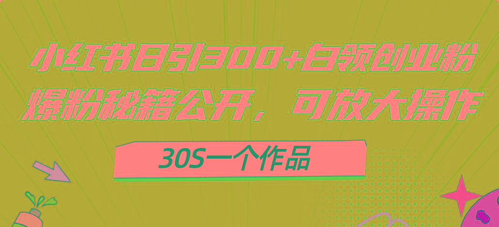 小红书日引300+高质白领创业粉,可放大操作,爆粉秘籍!30s一个作品-梦想波浪
