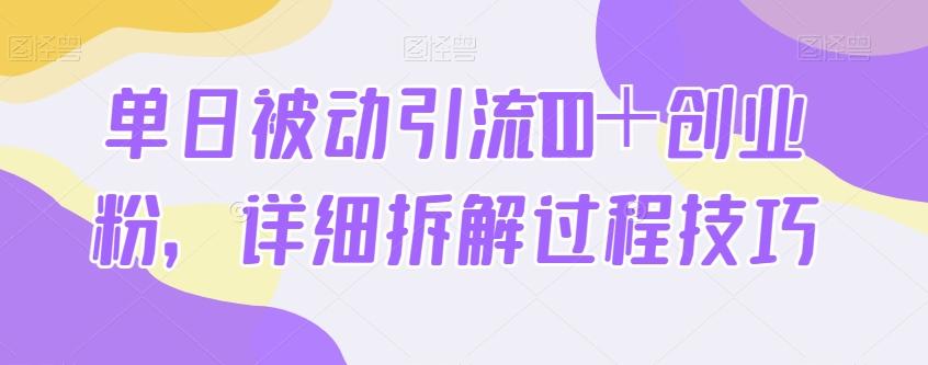 单日被动引流100+创业粉,详细拆解过程技巧-梦想波浪