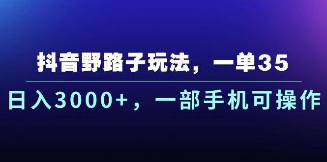 抖音野路子玩法，一单35.日入3000+，一部手机可操作-梦想波浪
