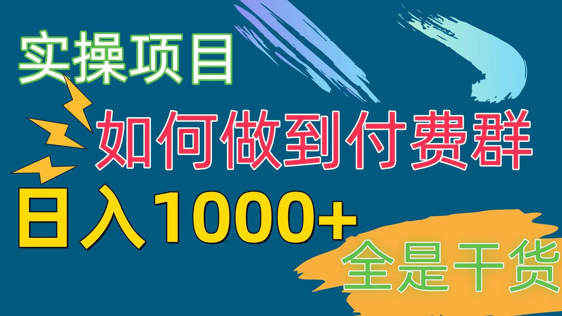[实操项目]付费群赛道，日入1000+-梦想波浪