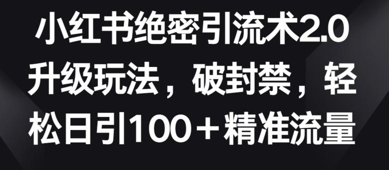 小红书绝密引流术2.0升级玩法，破封禁，轻松日引100+精准流量【揭秘】-梦想波浪