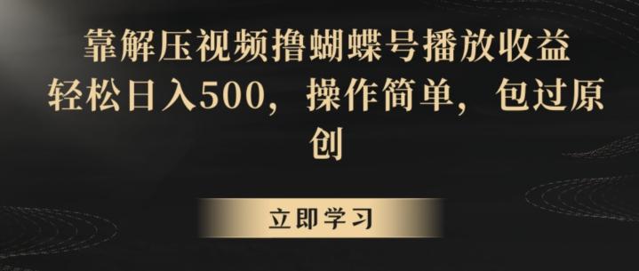 靠解压视频撸蝴蝶号播放收益，轻松日入500，操作简单，包过原创【揭秘】-梦想波浪