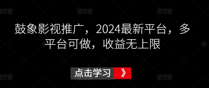 鼓象影视推广，2024最新平台，多平台可做，收益无上限【揭秘】-梦想波浪
