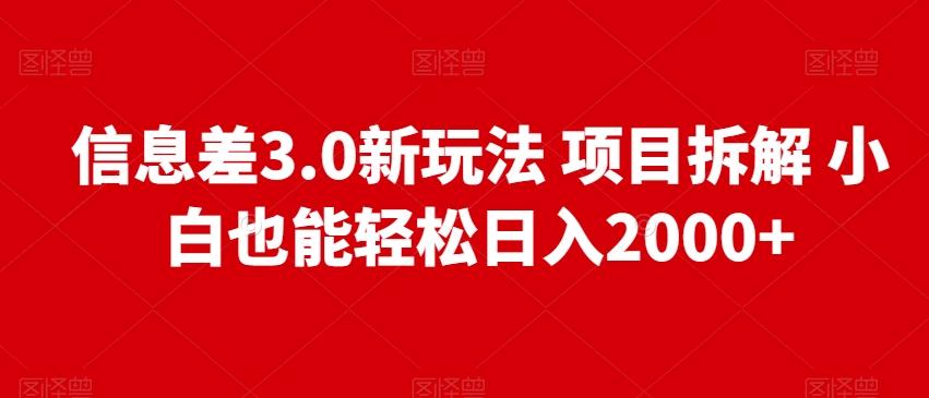 信息差3.0新玩法项目拆解小白也能轻松日入2000+-梦想波浪