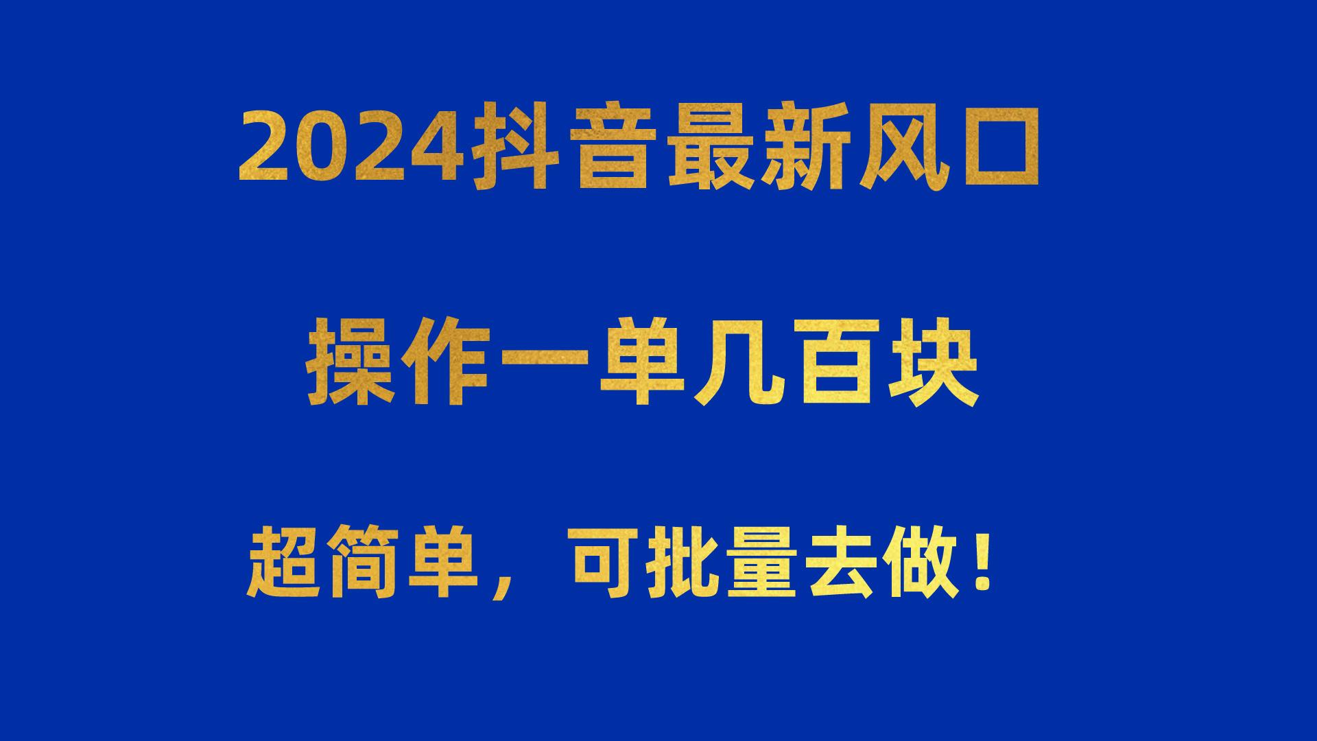 2024抖音最新风口！操作一单几百块！超简单，可批量去做！！！-梦想波浪