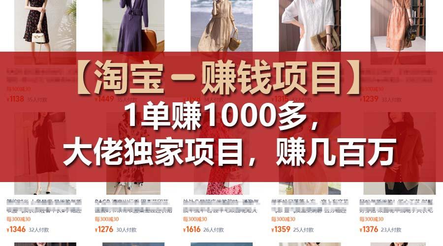 【淘宝赚钱项目】1单可赚1000多，大佬独家项目，年赚几百万-梦想波浪