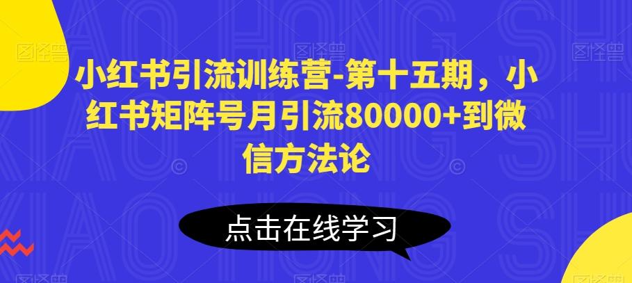 小红书引流训练营-第十五期，小红书矩阵号月引流80000+到微信方法论-梦想波浪