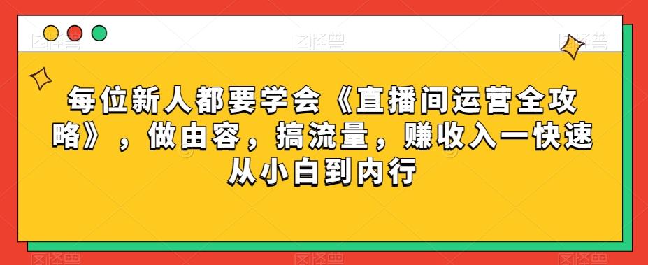 每位新人都要学会《直播间运营全攻略》，做由容，搞流量，赚收入一快速从小白到内行-梦想波浪